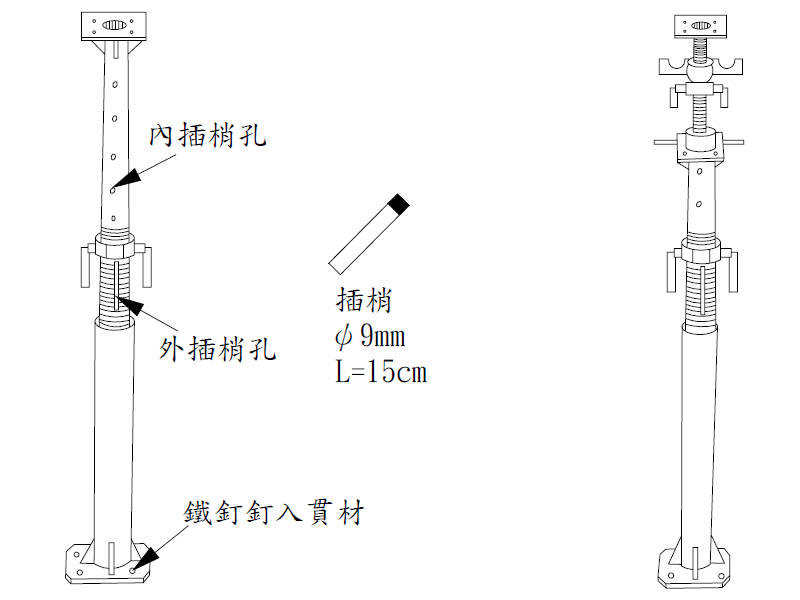 鋼管支柱示意圖